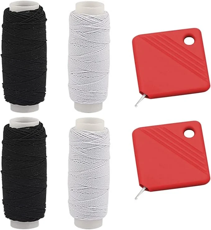 Elastic Yarn for Sewing Rolls | Fly Master | Elastic Pleated Cord Black White 0.5mm x 27.4m | Basting Tools Sewing Supplies Set image 1