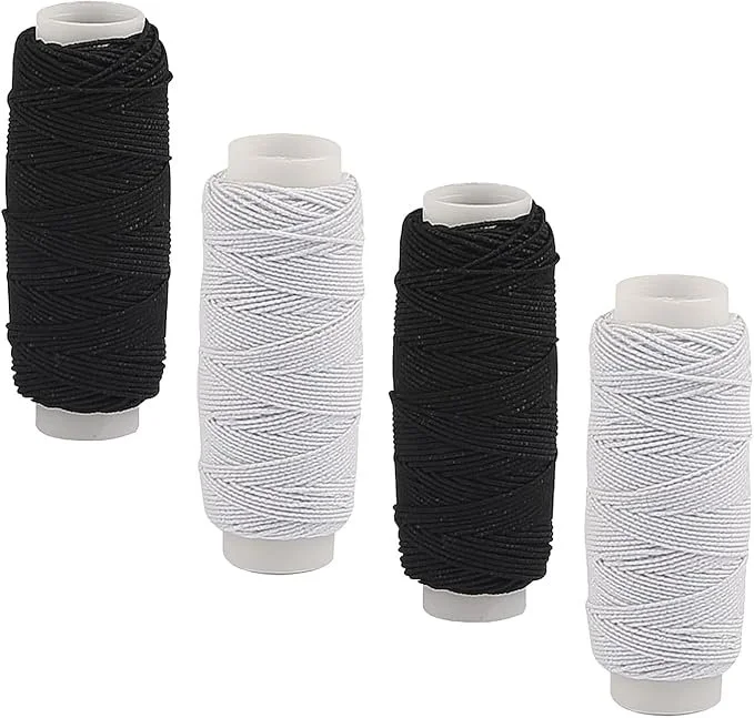 Elastic Yarn for Sewing Rolls | Fly Master | Elastic Pleated Cord Black White 0.5mm x 27.4m | Basting Tools Sewing Supplies Set image 2