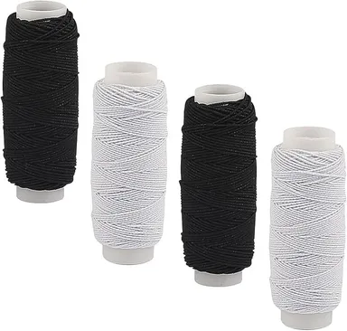 Elastic Yarn for Sewing Rolls | Fly Master | Elastic Pleated Cord Black White 0.5mm x 27.4m | Basting Tools Sewing Supplies Set thumbnail 1