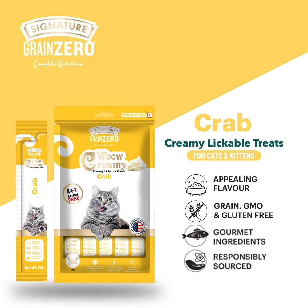 Grain Free Cat Treats Signature Grain Zero Woow | Premium Crab Flavor Lickable Treats for Kittens & All Life Stage Cats image 4