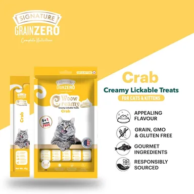 Grain Free Cat Treats Signature Grain Zero Woow | Premium Crab Flavor Lickable Treats for Kittens & All Life Stage Cats thumbnail 3
