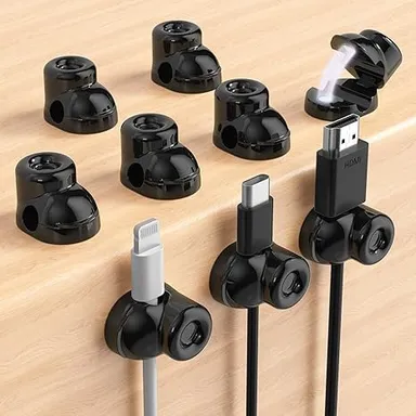 Magnetic Cable Clips | Fly Master 9-Pack Adjustable Cord Holder Adhesive Cable Organizer for Desk and Wall Cable Management thumbnail 0
