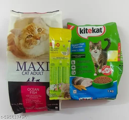 Kitekat Adult 1kg Ocean Fish + Maxi Cat Food Adult Ocean Fish 1kg + Me O Creamy Tuna With Goat Milk Flavor 60gm Best Quality Food For All Cat Breeds. image 1