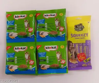 Kitekat Adult Ocean Fish Flavour Dry Cat Food | Complete Nutrition for Active Cats | Top Tail Creamy Treat Chicken & Liver Flavor |Premium Cat Food for All Cat Breeds thumbnail 0