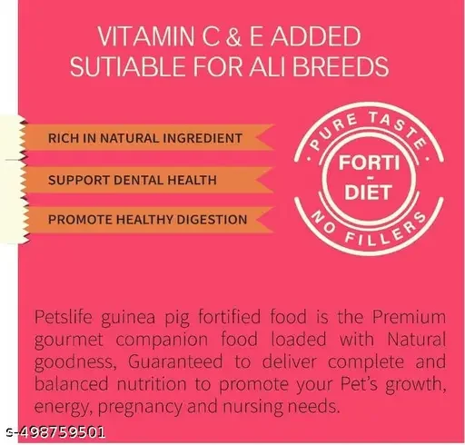 Guinea Pig Pellet Food for All Life Stages by PetsLife | Natural Variety Flavor | Pack of 2 image 4