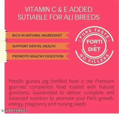 Guinea Pig Pellet Food for All Life Stages by PetsLife | Natural Variety Flavor | Pack of 2 thumbnail 3