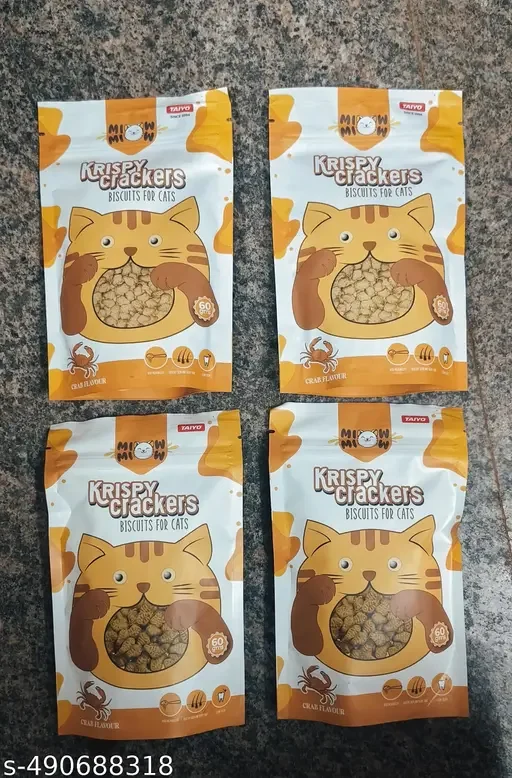 Taiyo Miow Miow Krispy Crackers Crunchy Cat Biscuits for Healthy Skin & Shiny Coat | Clean Teeth Treat | Best Quality Cat Treats | Chicken Flavor image 1