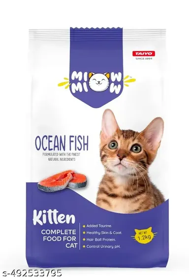 Taiyo Miow Miow Kitten Ocean Fish Dry Cat Food 1.2kg | Complete Balanced Diet Natural Ingredients Omega-3 Vitamins thumbnail 0
