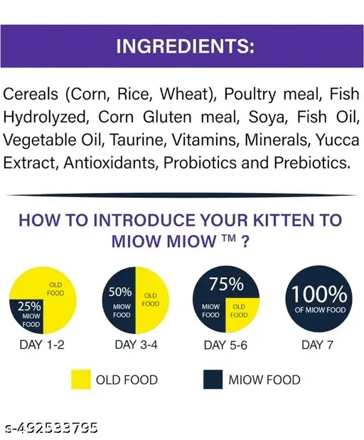 Taiyo Miow Miow Kitten Ocean Fish Dry Cat Food 1.2kg | Complete Balanced Diet Natural Ingredients Omega-3 Vitamins image 3