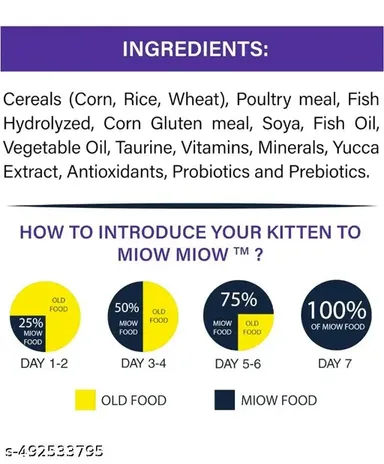 Taiyo Miow Miow Kitten Ocean Fish Dry Cat Food 1.2kg | Complete Balanced Diet Natural Ingredients Omega-3 Vitamins thumbnail 2