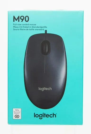 Logitech M90 Wired USB Mouse|1000 DPI Optical Tracking| Ambidextrous Design for PC/Mac/Laptop|Black thumbnail 1
