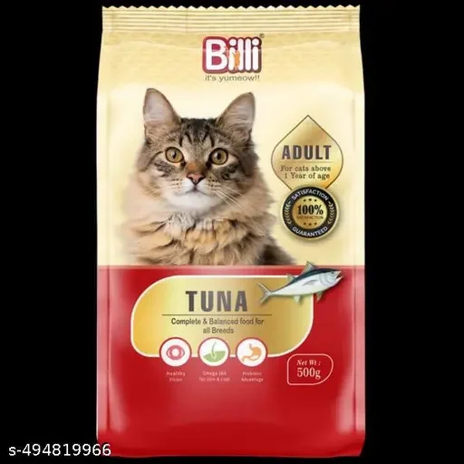 BILLI Cat Food for Adult Real Tuna 500g | Dry Food for all Cats Breeds, Healthy Skin & Coat., Best Quality Food For All Cat Breeds image 1