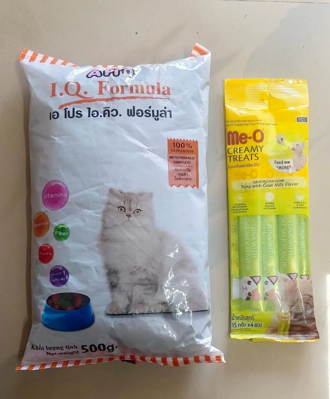 A Pro IQ Formula Premium Cat Food 500gm | Me-O Creamy Cat Treats Tuna & Bonito Flavor 60gm Dry Food for All Cat Breeds . image 1