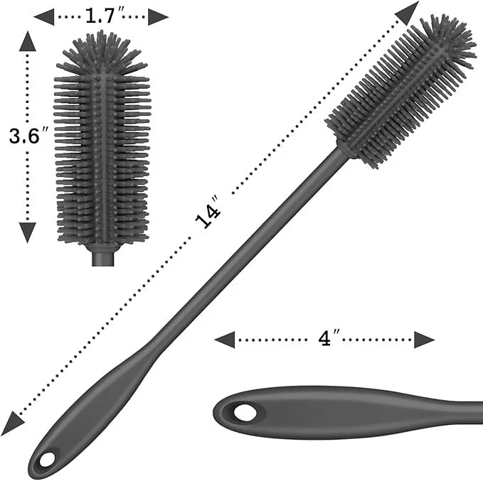 Silicone Bottle Brush | Water Bottle Cleaner Brush Fly Master | Long Handle for Narrow Neck Bottles Tumblers Flask Glassware image 1