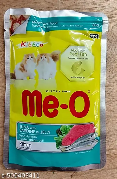 Me-O Adult Dry Cat Food Seafood Flavor 450gm | Me-O Cat Tuna Chicken Jelly Gravy Pack | Premium Cat Food for All Breeds thumbnail 3