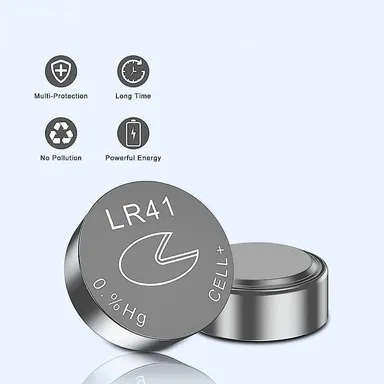 LR41 Battery | AG3 SR41 1.5V Alkaline Button Coin Cell Battery Pack | Long Lasting Power for Watches and Small Electronics thumbnail 0