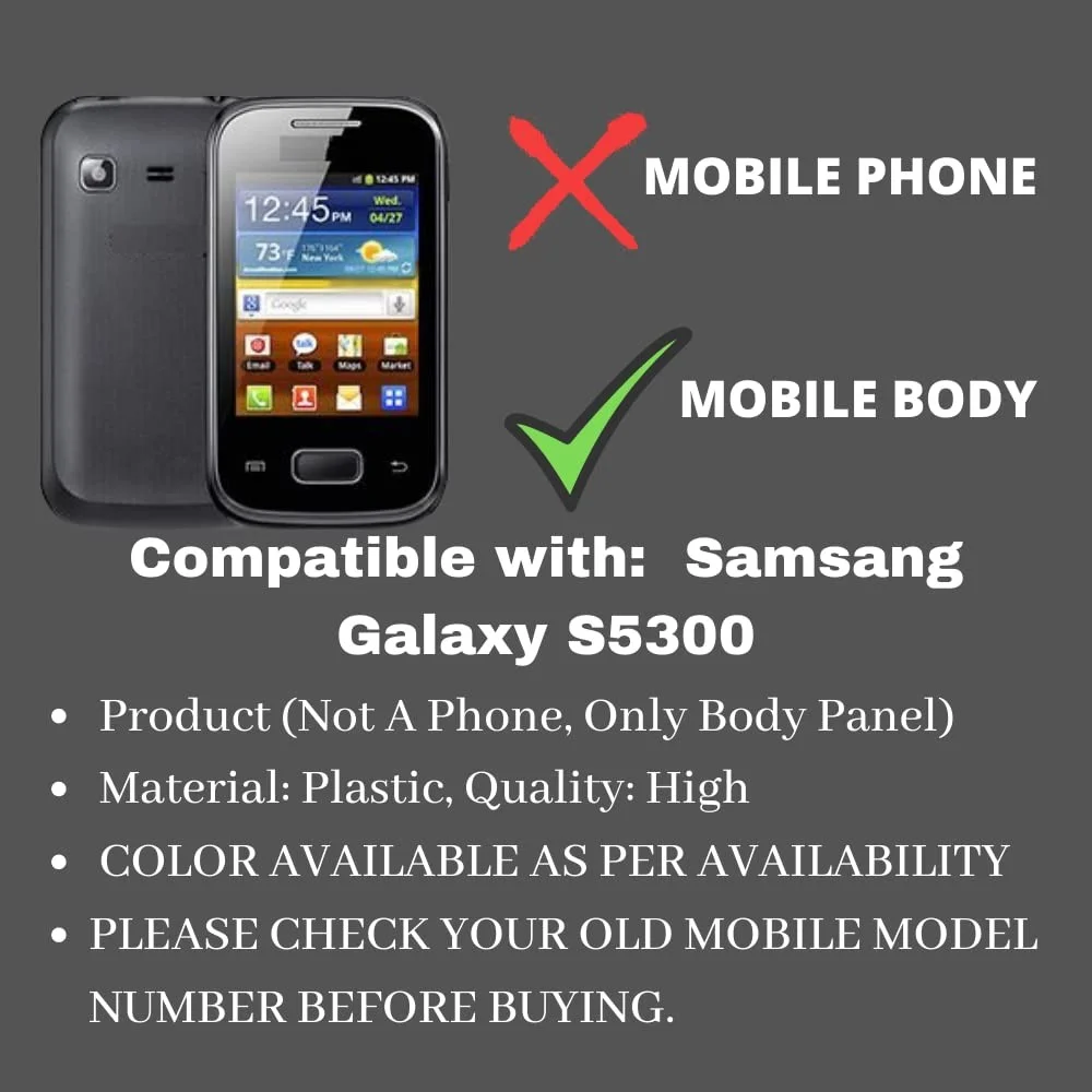 Flymaster Samsung Galaxy S5300 Body Panel | Front & Back Case/Shell Replacement | Multicolor | Not a Mobile Phone, Only Body Panel image 2