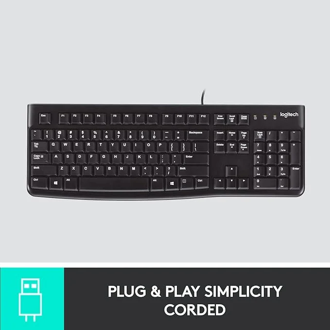 Logitech K120 Full-Size Wired USB Keyboard – Comfortable, Spill-Resistant Office & Home Typing (Black) image 4