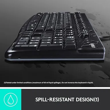 Logitech K120 Full-Size Wired USB Keyboard – Comfortable, Spill-Resistant Office & Home Typing (Black) thumbnail 4