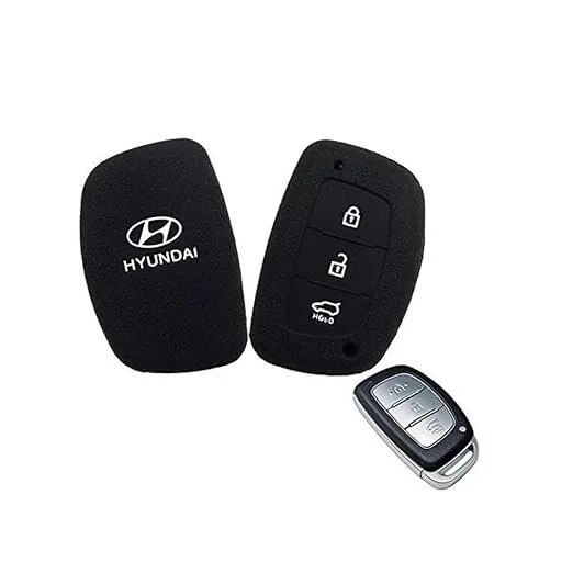 Car Silicone Rubber Key Cover for Hyundai Cretaa | Fly Master Black Durable Protection Pack of 1 | Premium Silicone Key Cover for Hyundai I20 Elite image 5