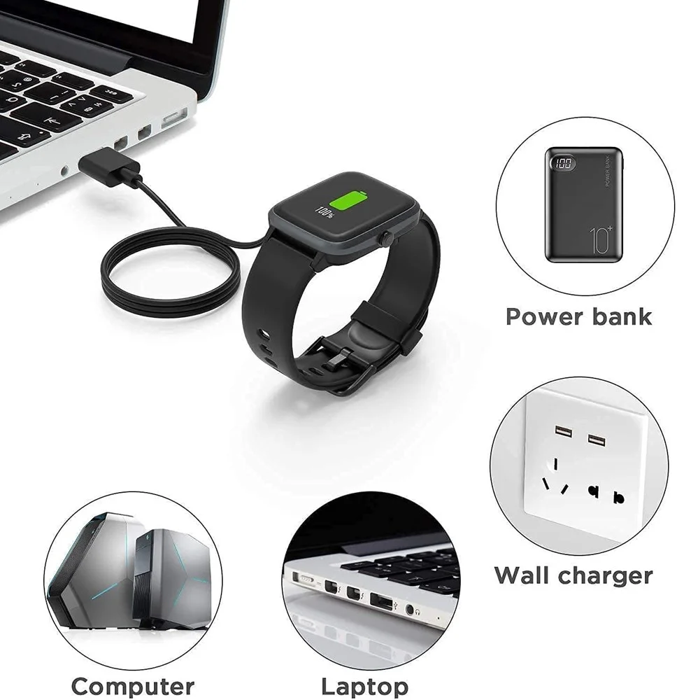 Noise Colorfit Pulse Grand Smartwatch Charger 2 Pin USB Fast Charger Magnetic Charging Cable Adapter| Black | Compatible 2 Pin Smart Watch Charger for Noise image 3