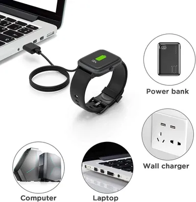 Noise Colorfit Pulse Grand Smartwatch Charger 2 Pin USB Fast Charger Magnetic Charging Cable Adapter| Black | Compatible 2 Pin Smart Watch Charger for Noise thumbnail 2
