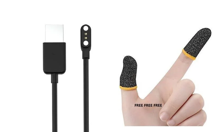 Noise Colorfit Pulse Grand Smartwatch Charger 2 Pin USB Fast Charger Magnetic Charging Cable Adapter| Black | Compatible 2 Pin Smart Watch Charger for Noise image 1