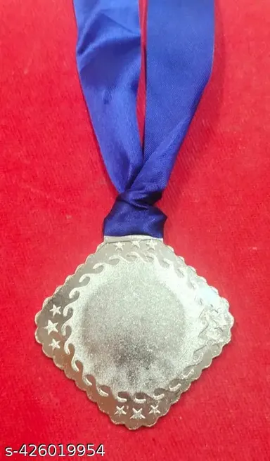 MS Silver Medal Chemical Coated | Metal Sports Medal with Satin Ribbon for Winners thumbnail 1