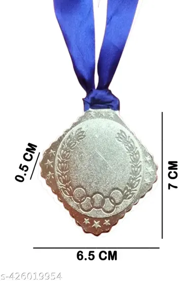 MS Silver Medal Chemical Coated | Metal Sports Medal with Satin Ribbon for Winners thumbnail 2