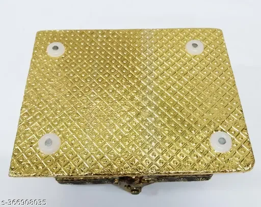 Golden Oxidised Treasure Box | Wooden Jewelry & Gifting Box for Weddings, Dryfruit, Chocolate | Premium Quality image 4