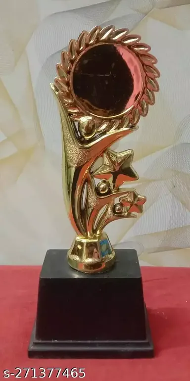 Golden 3 Human 2 Star Trophy Plastic Sports Achievement Award | Birthday Gift | Academic Appreciation  thumbnail 0