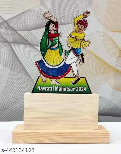 Garba Trophy Wooden Graphical Mini | Best Garba Award, Event Prize image 1