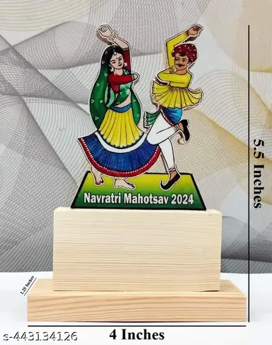 Garba Trophy Wooden Graphical Mini | Best Garba Award, Event Prize thumbnail 2