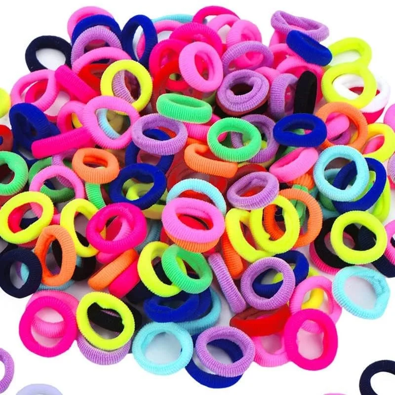 Elastic Hair Ties Mini Hair Bands by | Tiny Colored Rubber Bands Ponytail Holders for Baby Kids image 2