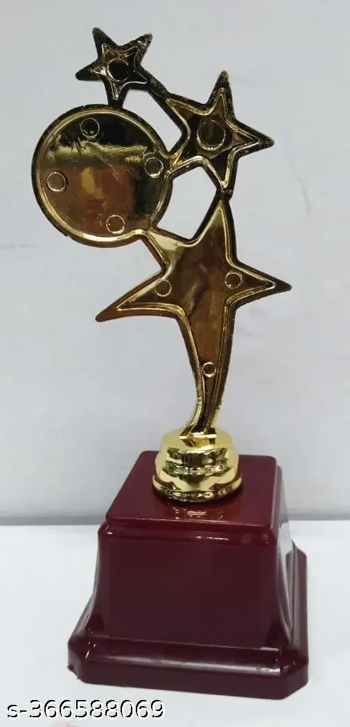 Golden Trophy | 3 Star Small Trophy for Winners Appreciation | Plastic Trophy for Sports & Corporate Use | India image 2