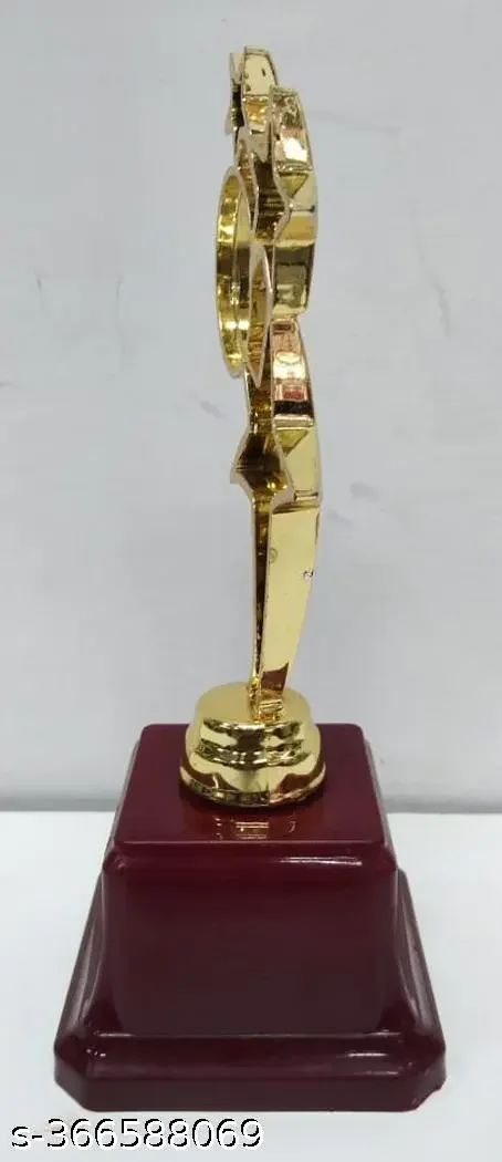 Golden Trophy | 3 Star Small Trophy for Winners Appreciation | Plastic Trophy for Sports & Corporate Use | India image 3