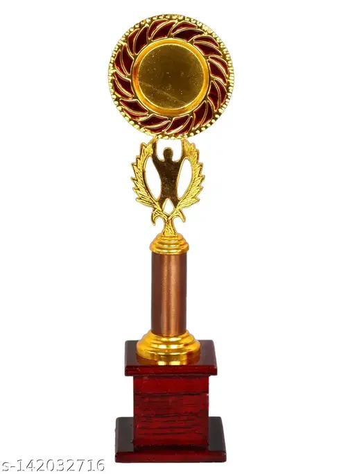 Human Pillar Round Dish Brass Trophy | Big & Coated Metal Trophy for Award Ceremony image 1