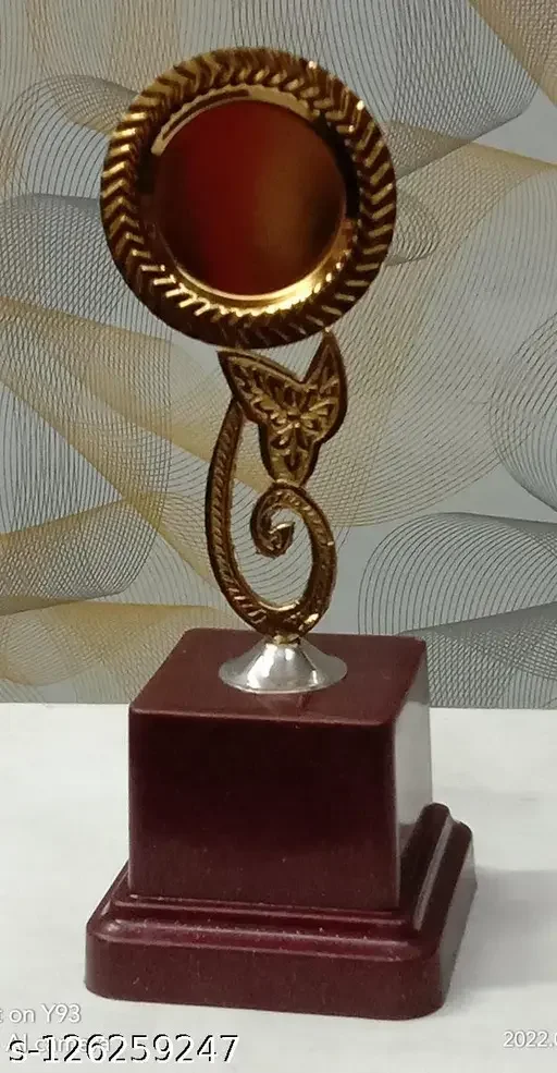 Brass Round Dish Fancy Trophy for Sports & Academic Achievement | Big Size Brass Trophy for Awards, Competitions, and Recognition image 1