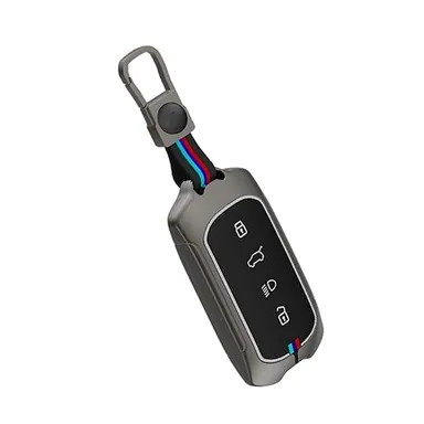 Metal Key Cover for 4 Button Smart Key | Tata Curvv & Curvv EV | Durable Protective Case with Keychain | Ashar Key Hub thumbnail 0