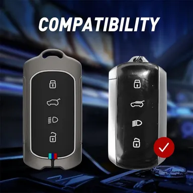 Metal Key Cover for 4 Button Smart Key | Tata Curvv & Curvv EV | Durable Protective Case with Keychain | Ashar Key Hub thumbnail 3