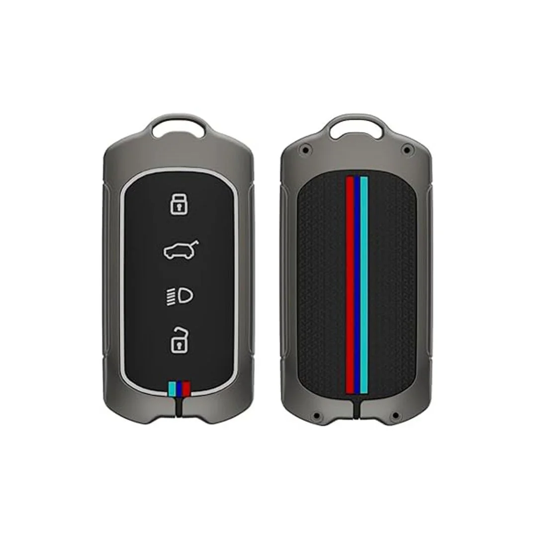 Metal Key Cover for 4 Button Smart Key | Tata Curvv & Curvv EV | Durable Protective Case with Keychain | Ashar Key Hub image 5