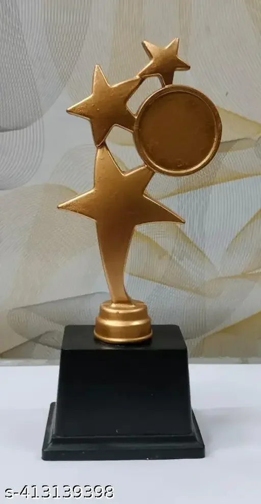 Copperish Golden 3 Star Trophy Small | Plastic Trophy Elegant Weather Resistant Award image 1