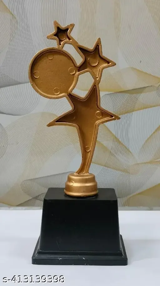 Copperish Golden 3 Star Trophy Small | Plastic Trophy Elegant Weather Resistant Award image 2