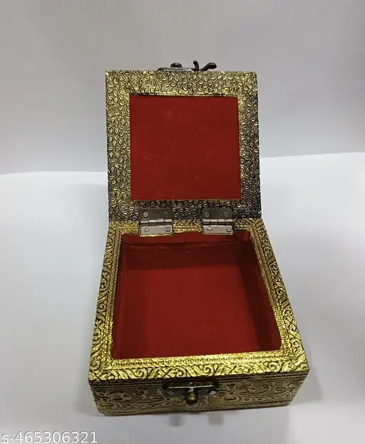 Oxidised Ganesha Square Box Wooden Dryfruit Jewelry Gift Box for Wedding | Indian Wedding Gift Box image 2