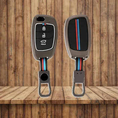 Metal Silicone Key Cover for Hyundai 3Button Smart Flip Key | Low Light Visibility | Fly Master thumbnail 2