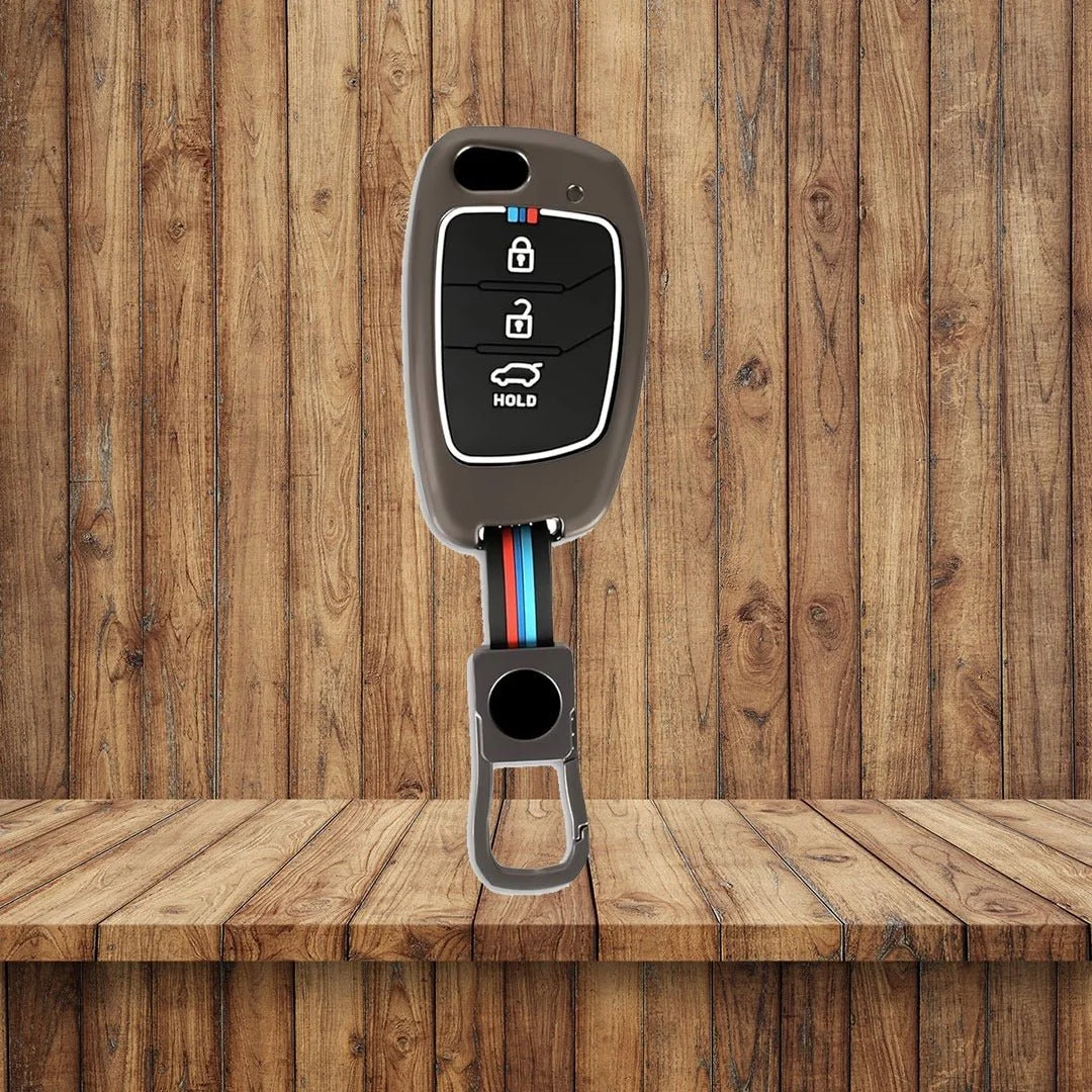Metal Silicone Key Cover for Hyundai 3Button Smart Flip Key | Low Light Visibility | Fly Master image 5