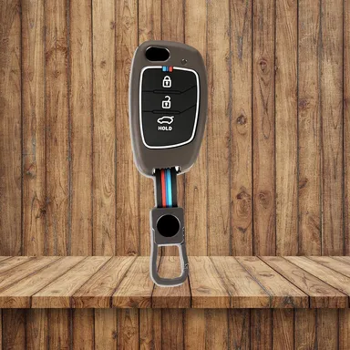 Metal Silicone Key Cover for Hyundai 3Button Smart Flip Key | Low Light Visibility | Fly Master thumbnail 4