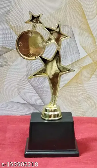 Golden Trophy 3 Star Medium | Award Trophy for Sports | Appreciation Gift  thumbnail 1