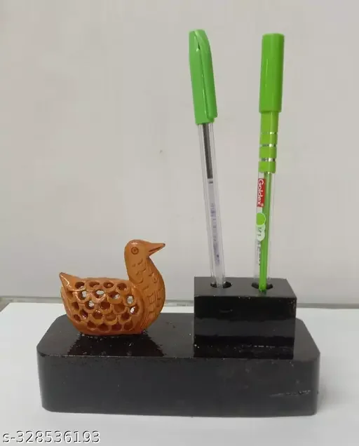 Wooden Pen Stand | Special Jali Duck Design Desk Organizer | Compact Office Table Accessory image 1