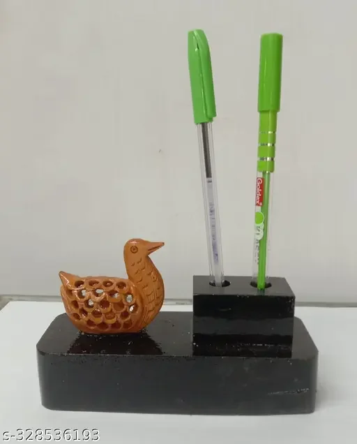 Wooden Pen Stand | Special Jali Duck Design Desk Organizer | Compact Office Table Accessory image 4